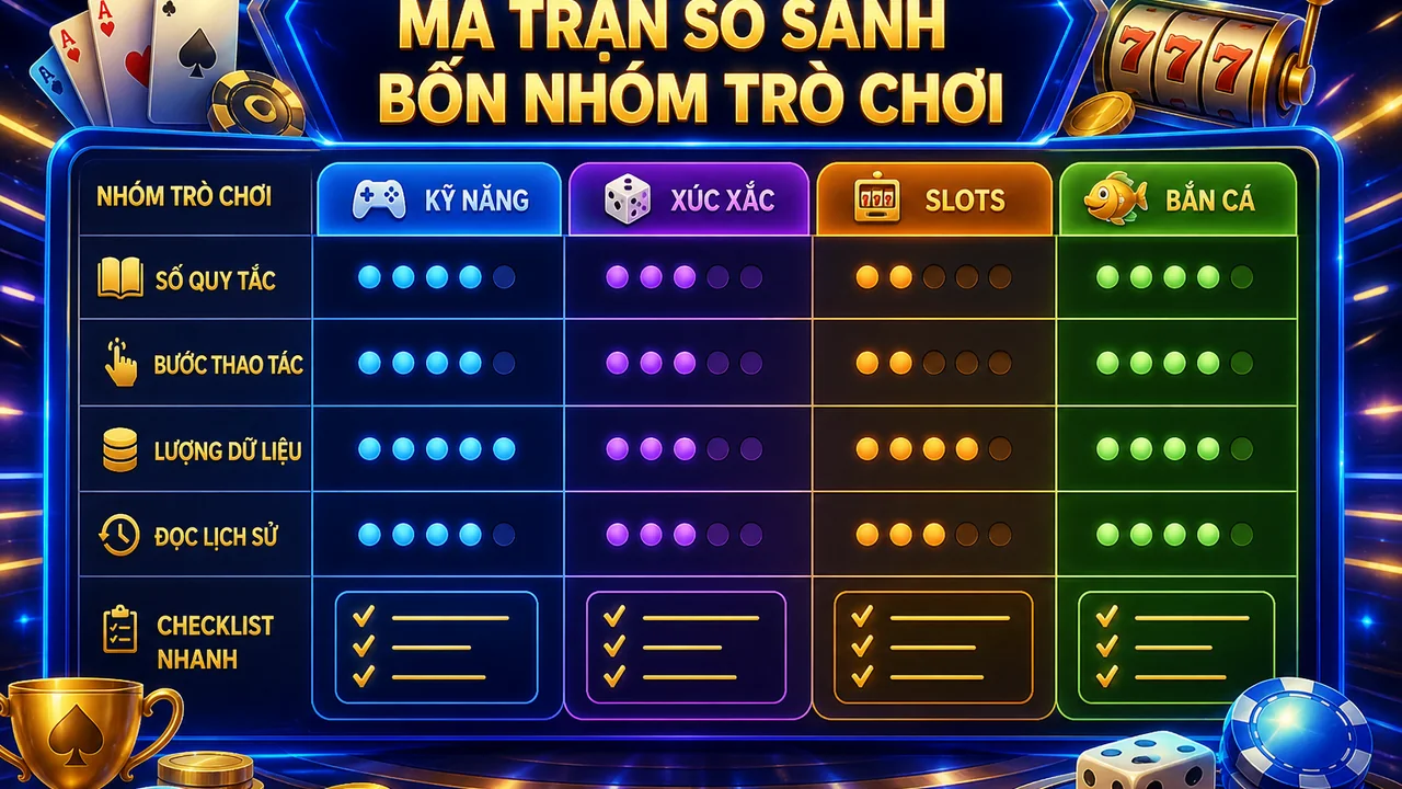 Chọn trải nghiệm phù hợp: so sánh độ phức tạp các trò chơi trên 68win
